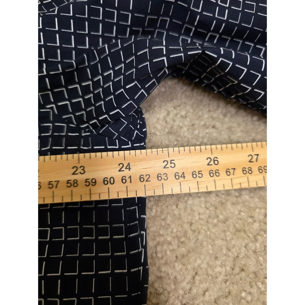 Alfani XL Navy Blue White Geometric Grid Button Down Shirt Long Sleeve Cotton - Picture 6 of 8